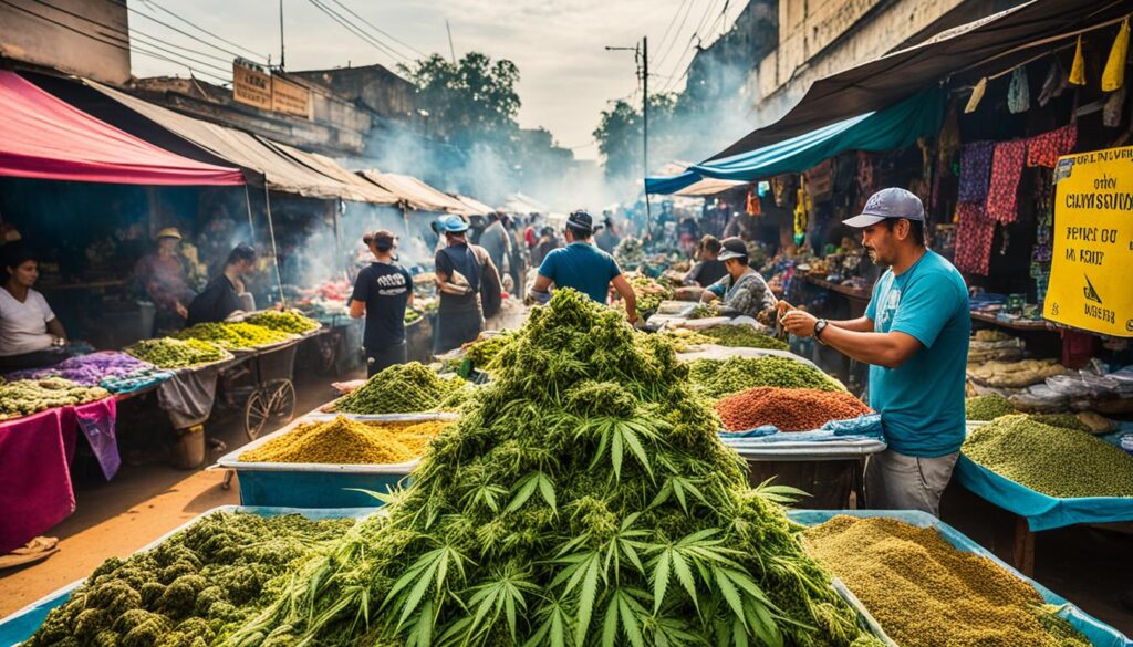 Local weed market in Cambodia